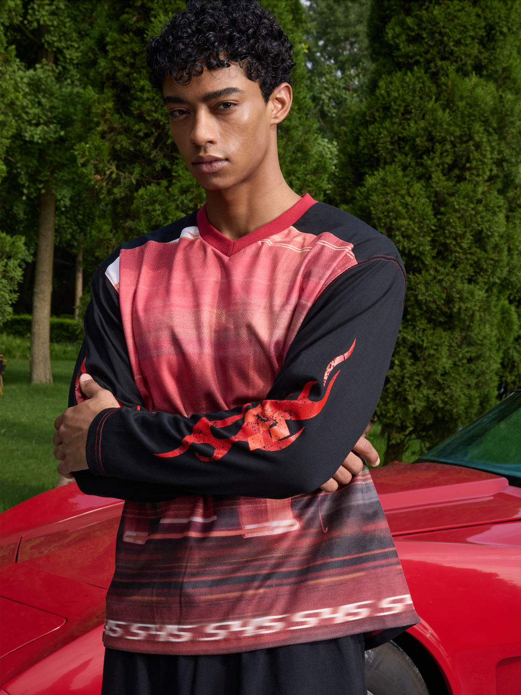 S45 Flame Print Neon Sunset Long Sleeve Tee