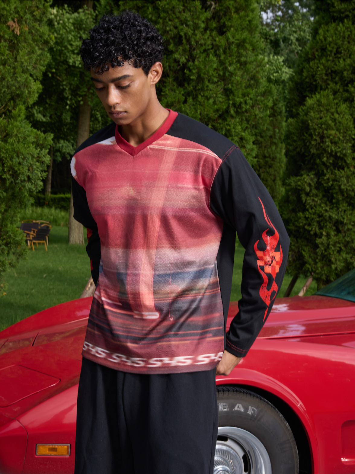 S45 Flame Print Neon Sunset Long Sleeve Tee
