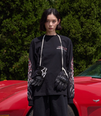 S45 Checkered Flag Flame Print Long Sleeve Tee