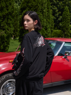 S45 Checkered Flag Flame Print Long Sleeve Tee