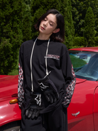 S45 Checkered Flag Flame Print Long Sleeve Tee
