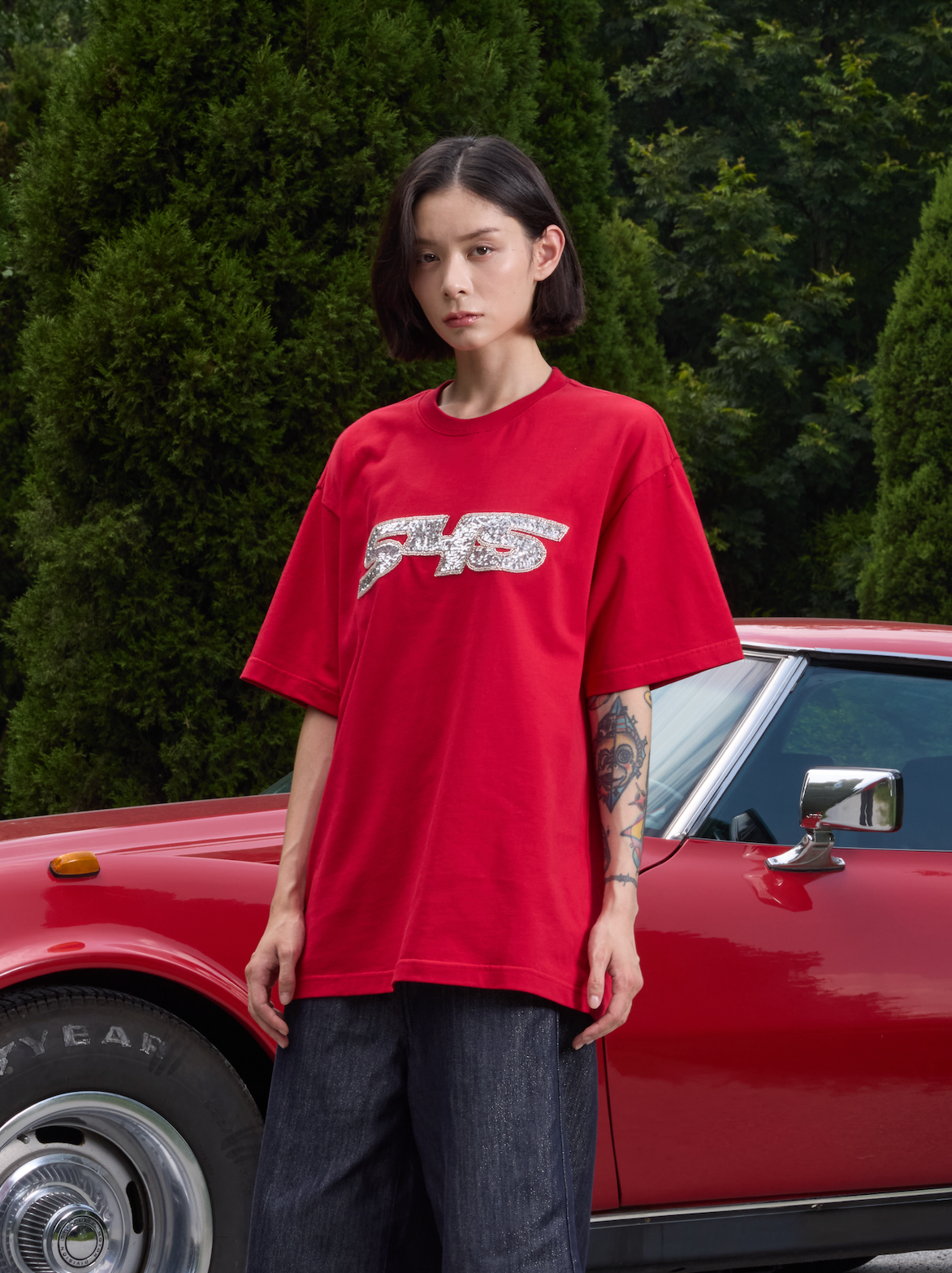 S45 Sequin Metal Logo Tee
