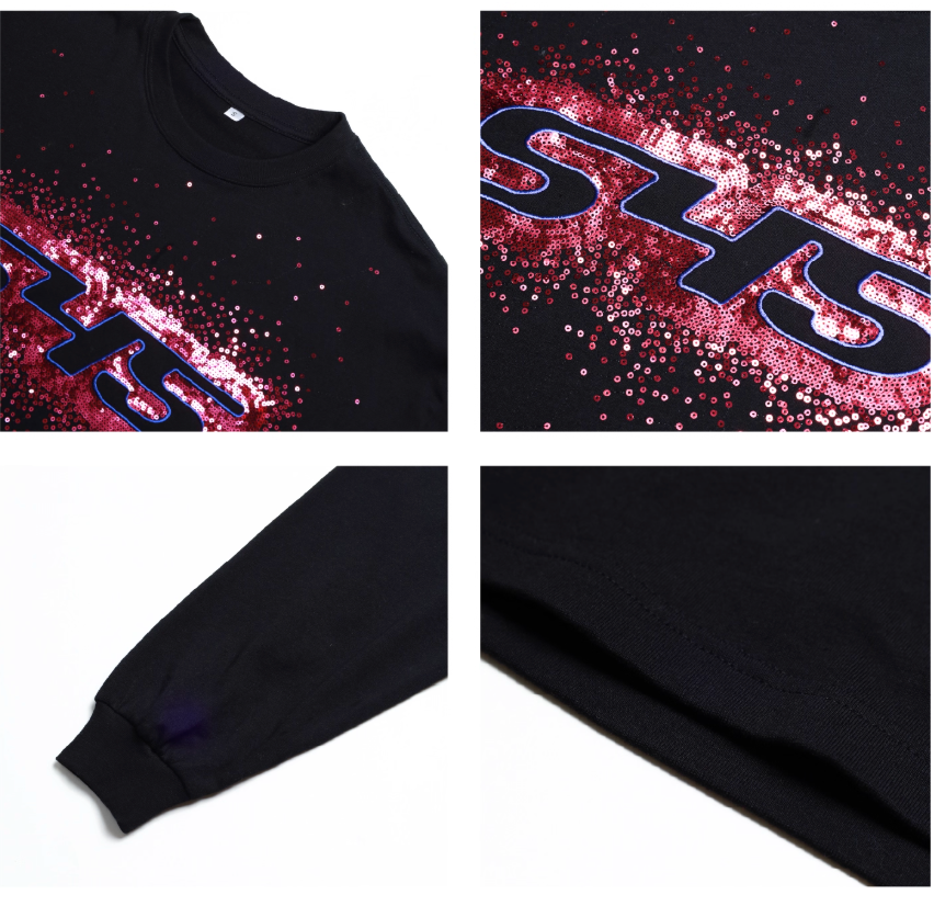 S45 Sequined Embroidered Logo Long Sleeve Tee