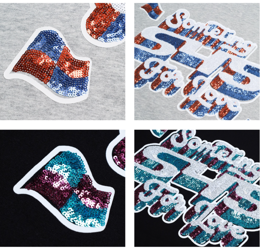 S45 3D Sequined Letter Logo Long Sleeve Tee