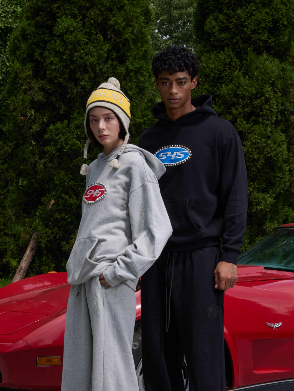 S45 Patch Embroidered Studded Logo Hoodie