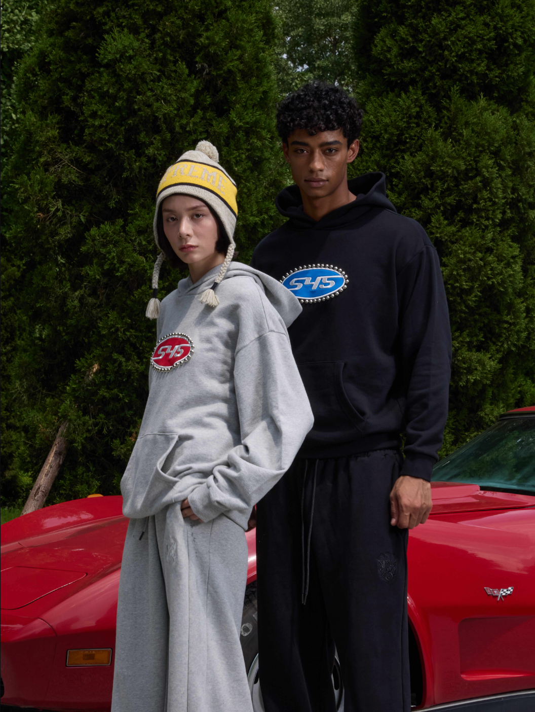 S45 Patch Embroidered Studded Logo Hoodie