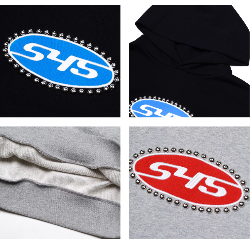 S45 Patch Embroidered Studded Logo Hoodie