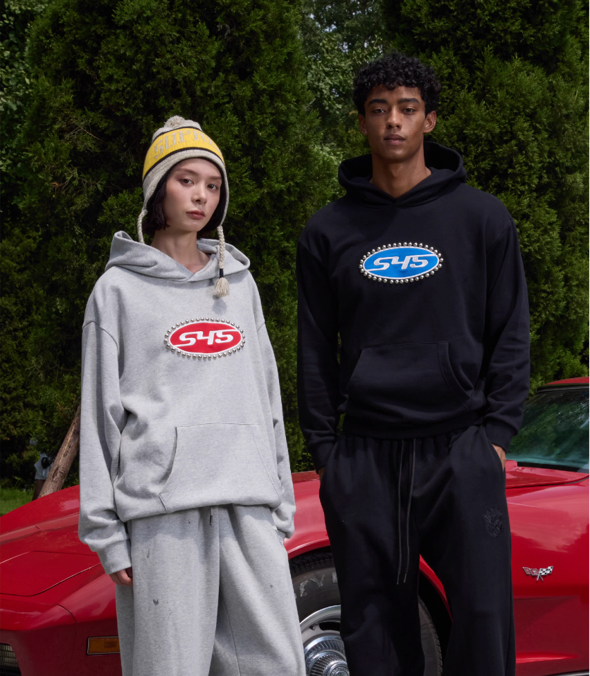 S45 Patch Embroidered Studded Logo Hoodie