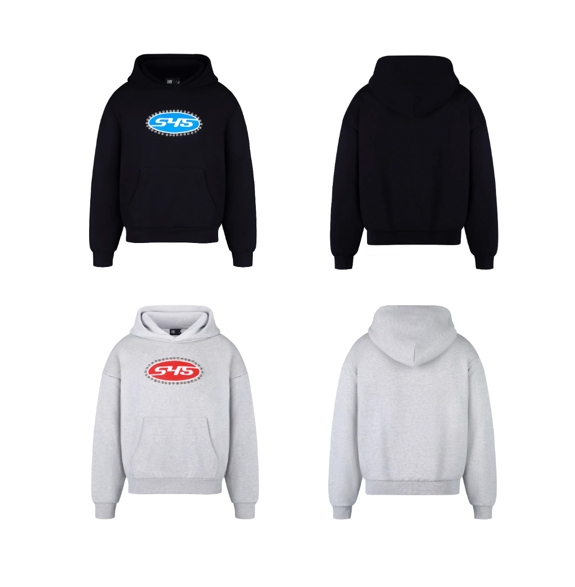 S45 Patch Embroidered Studded Logo Hoodie