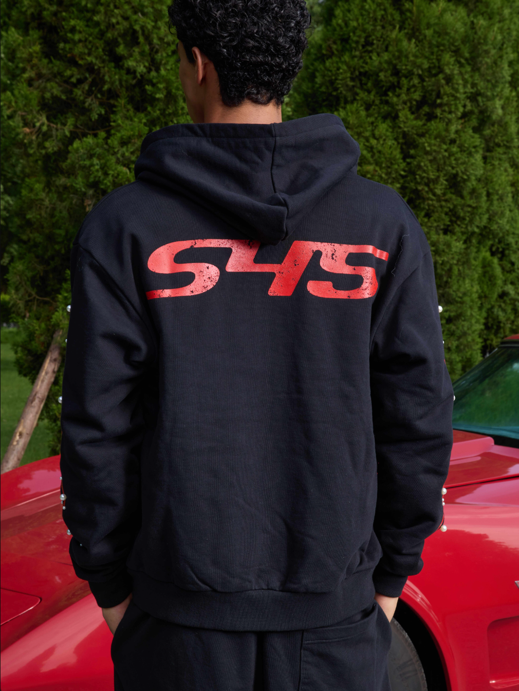 S45 Flame Print Zip Up Hoodie