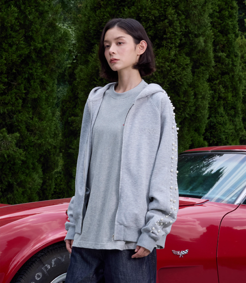 S45 Pearl Line Zip Up Hoodie