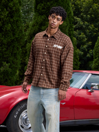 S45 Plaid Pearl Button Logo Long Sleeve Shirt