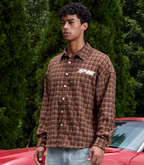 S45 Plaid Pearl Button Logo Long Sleeve Shirt