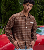 S45 Plaid Pearl Button Logo Long Sleeve Shirt