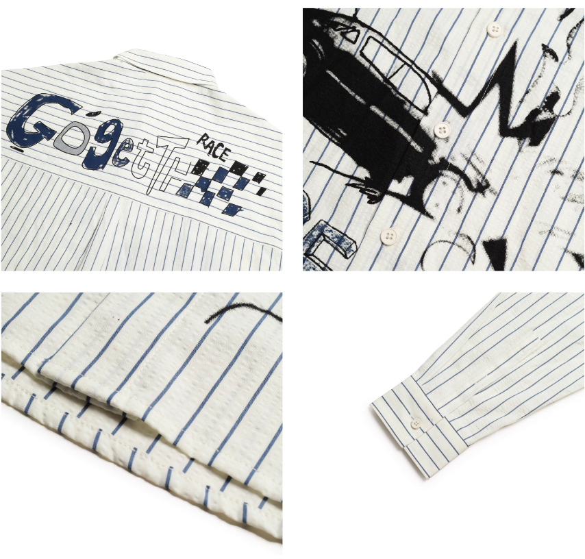 S45 Hand Painted Sports Car Stripe Long Sleeve Shirt