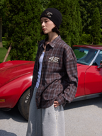 S45 Pearl Lapel Logo Plaid Long Sleeve Shirt