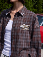 S45 Pearl Lapel Logo Plaid Long Sleeve Shirt