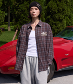 S45 Pearl Lapel Logo Plaid Long Sleeve Shirt