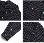 S45 Turquoise Button Plaid Long Sleeve Shirt