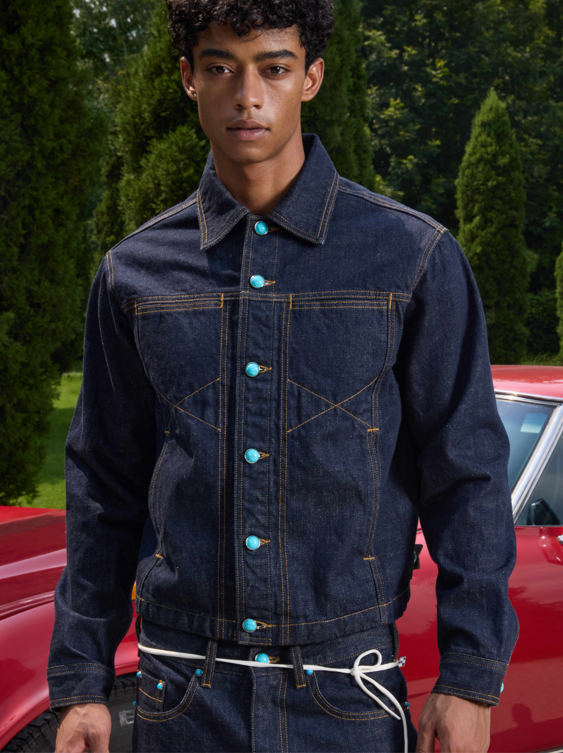 S45 Turquoise Button Denim Jacket