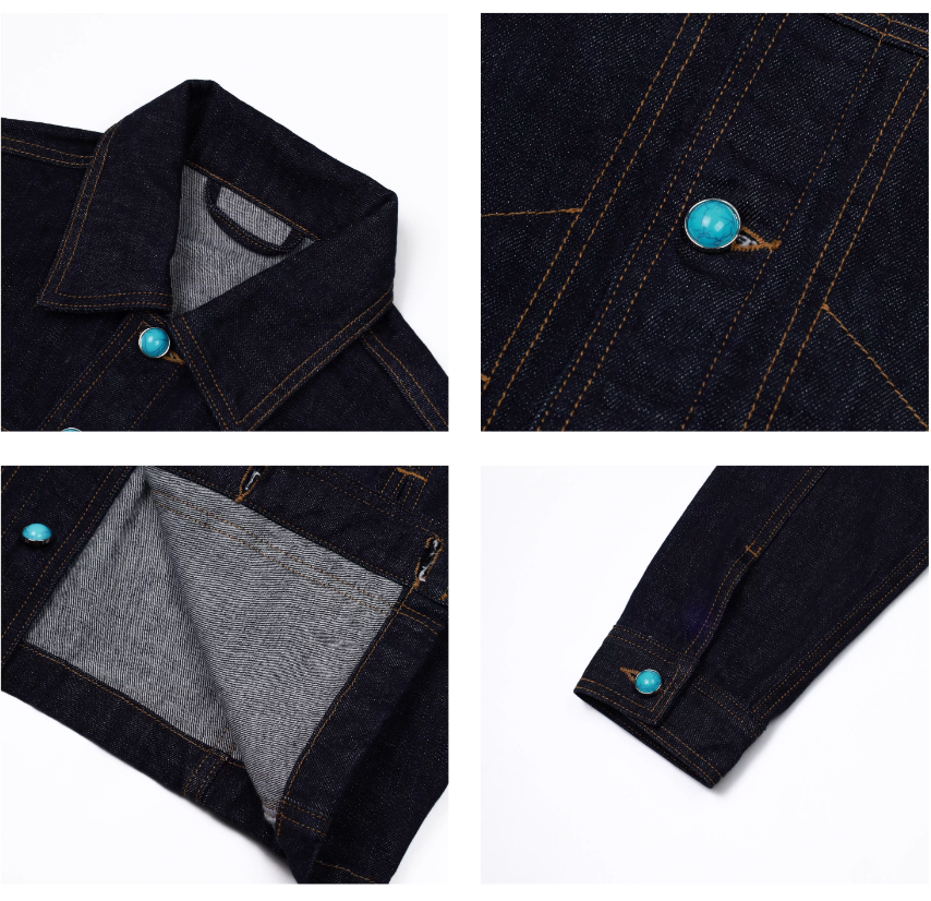 S45 Turquoise Button Denim Jacket