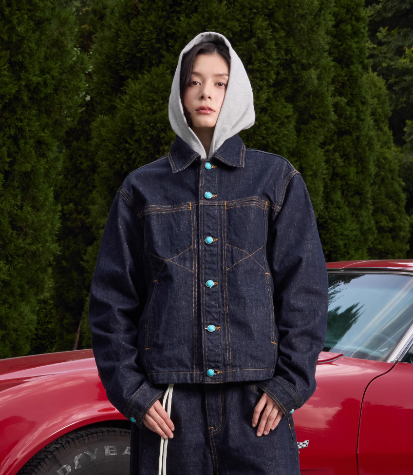 S45 Turquoise Button Denim Jacket