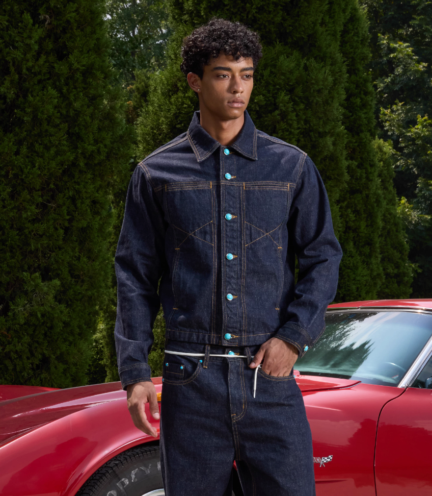 S45 Turquoise Button Denim Jacket