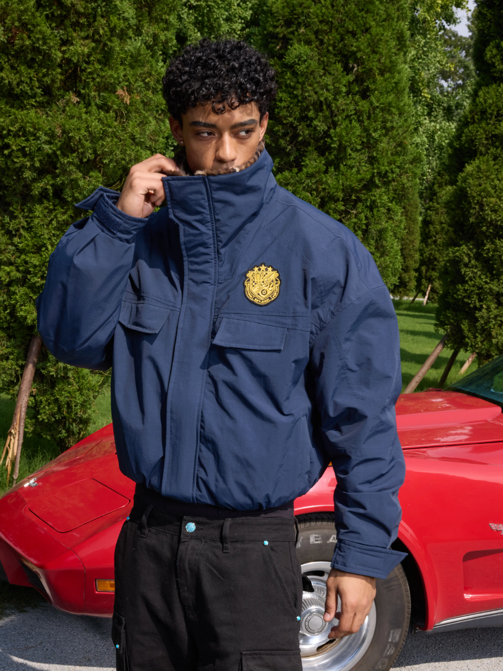 S45 Leopard Fur Lined Nylon Tactical Jacket