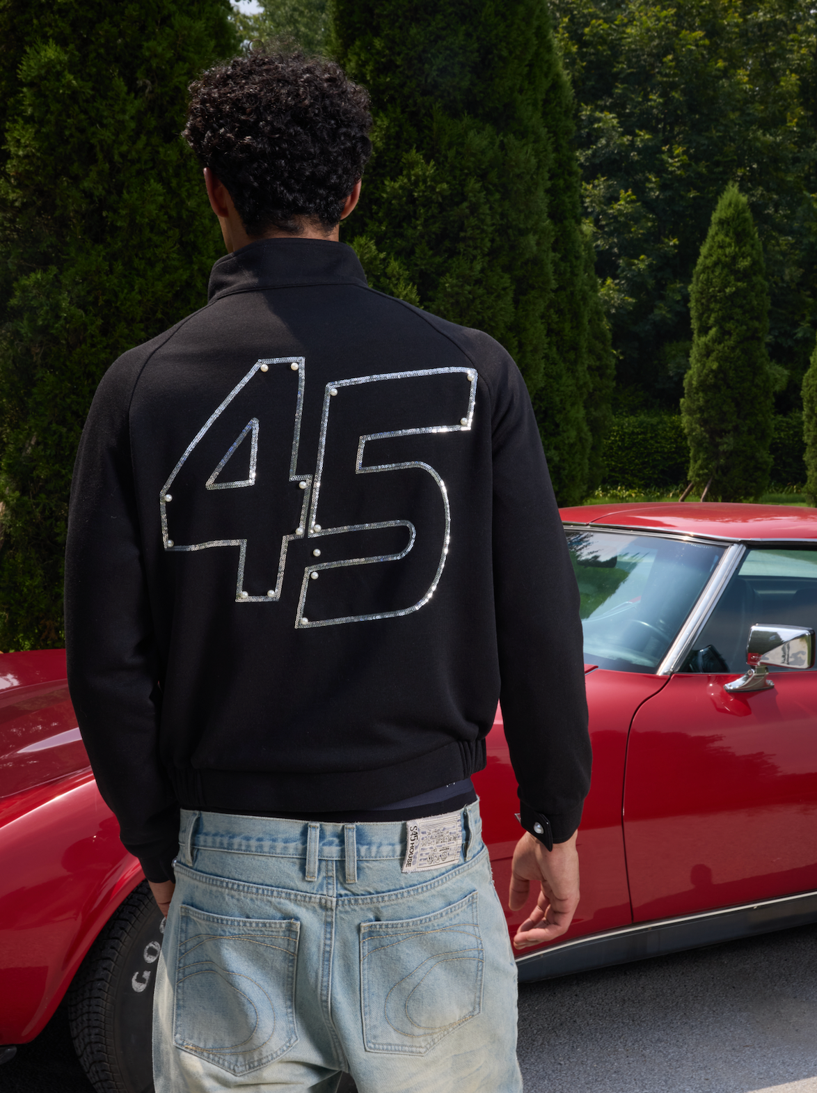 S45 Flame Sequin Wool Harrington Jacket
