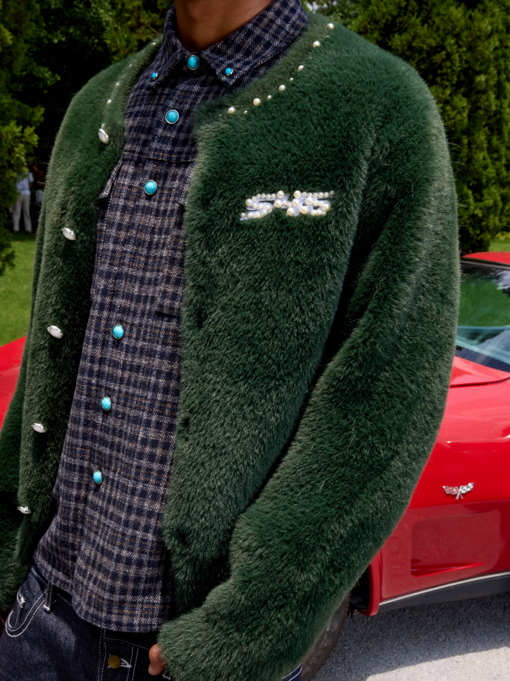 S45 Pearl Button Fuzzy Fleece Cardigan