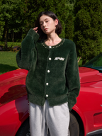 S45 Pearl Button Fuzzy Fleece Cardigan
