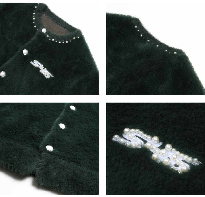 S45 Pearl Button Fuzzy Fleece Cardigan