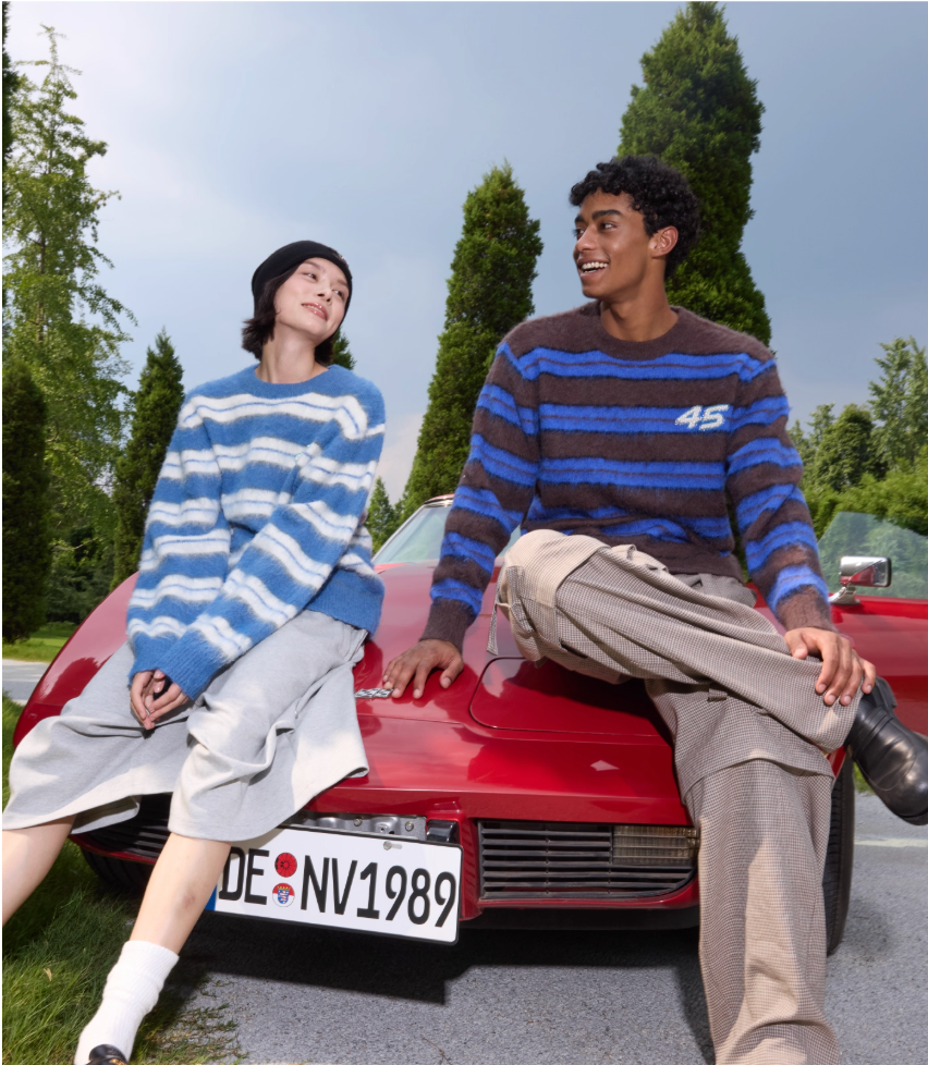 S45 Striped Pearl Brushed Knit Sweater