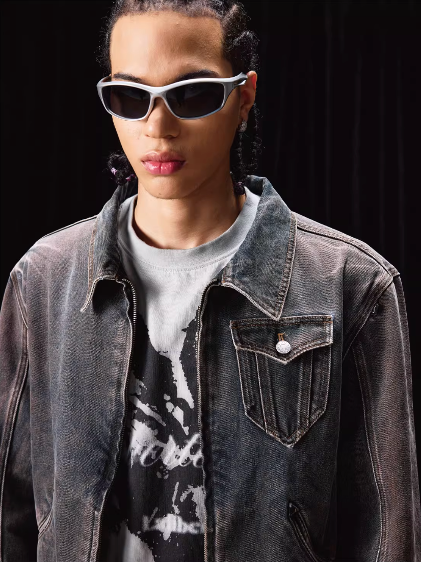 Labt Flower Wash Western Denim Jacket