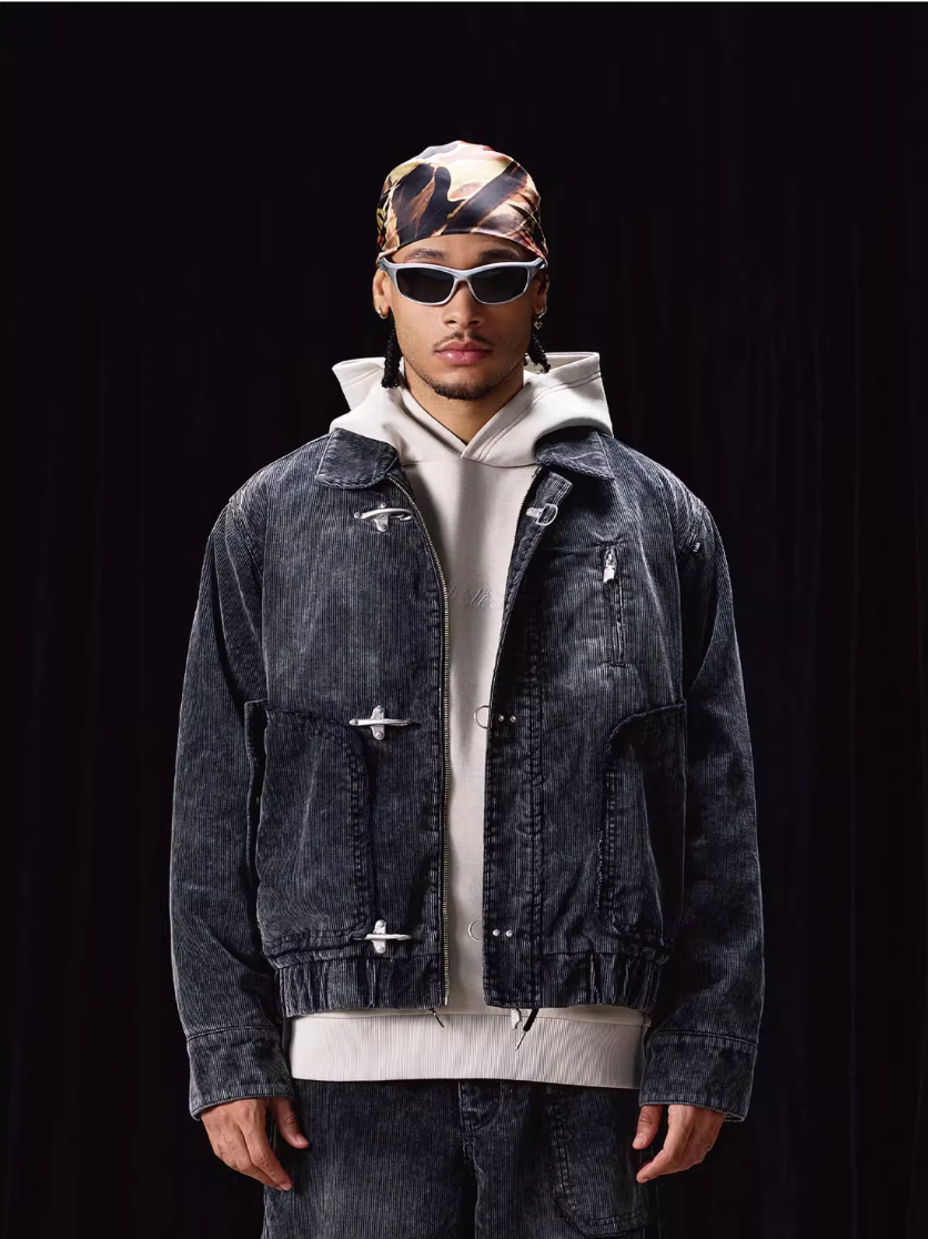 Labt Metal Snap Corduroy Work Jacket