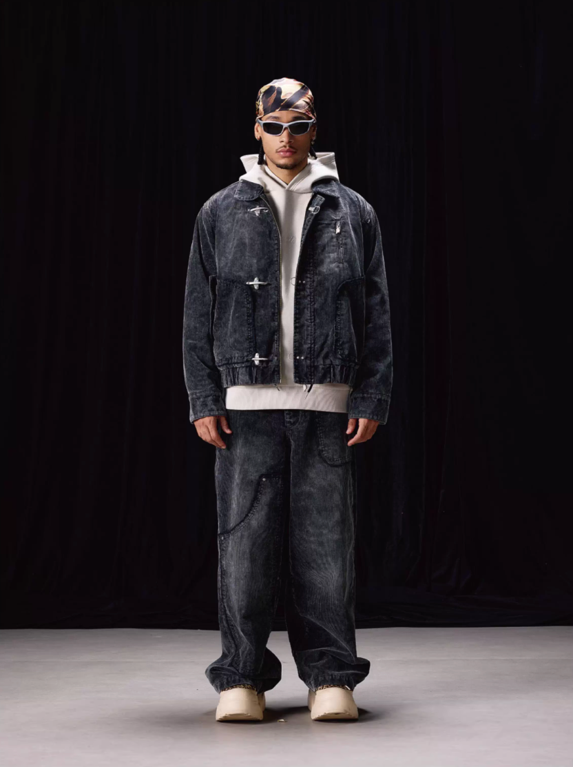 Labt Metal Snap Corduroy Work Jacket