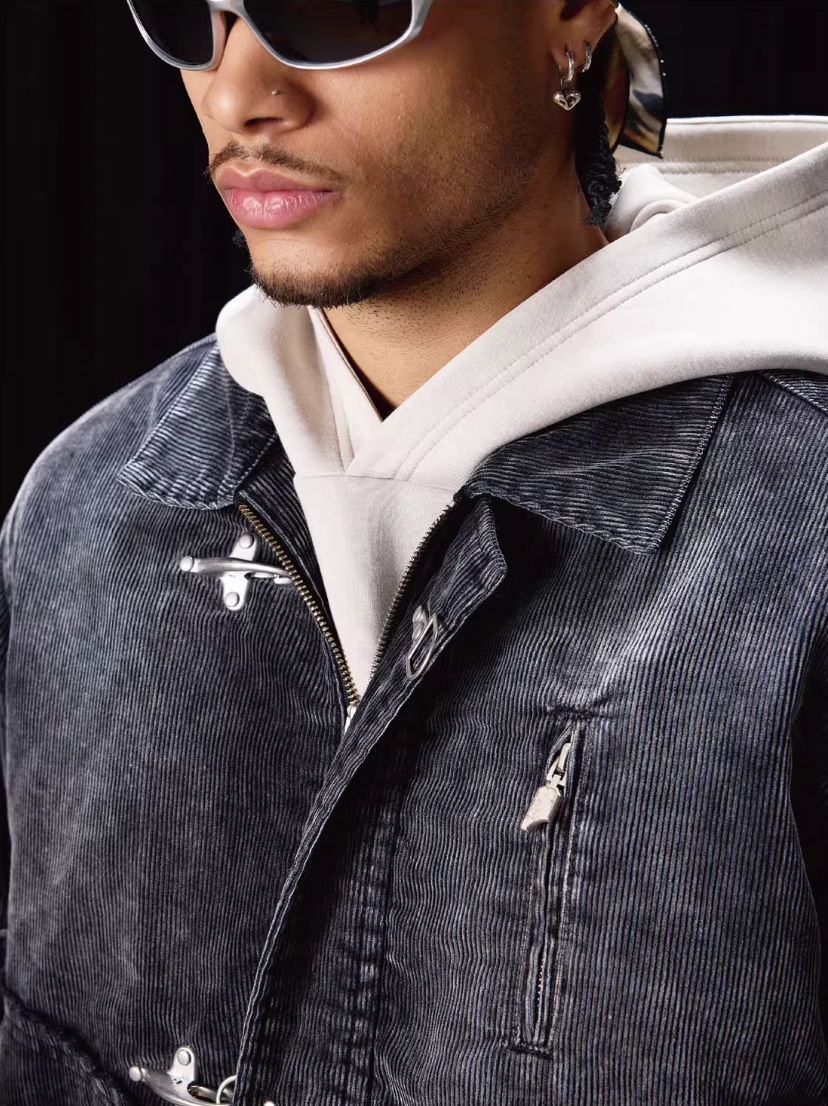 Labt Metal Snap Corduroy Work Jacket