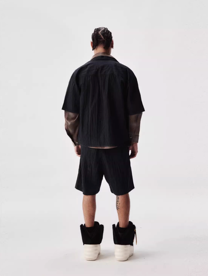 Labt Distressed Wash Pocket Short Sleeve Shirt