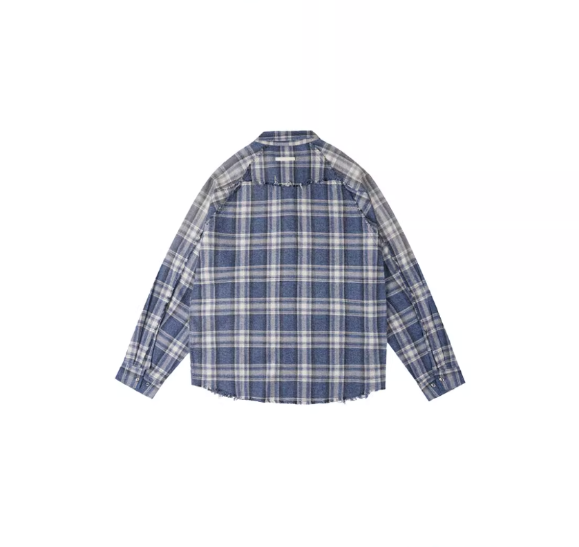 Labt Washed Flannel Plaid Long Sleeve Pocket Shirt