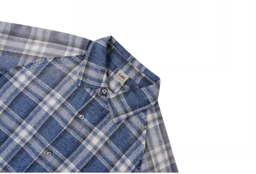 Labt Washed Flannel Plaid Long Sleeve Pocket Shirt