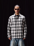 Labt Western Plaid Patch Embroidered Long Sleeve Shirt