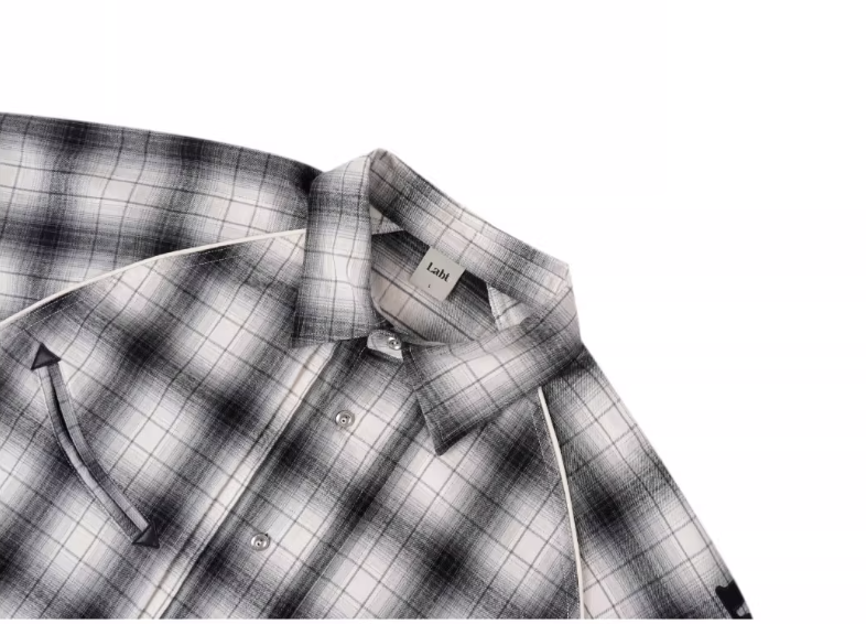 Labt Western Plaid Patch Embroidered Long Sleeve Shirt