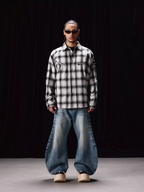 Labt Western Plaid Patch Embroidered Long Sleeve Shirt