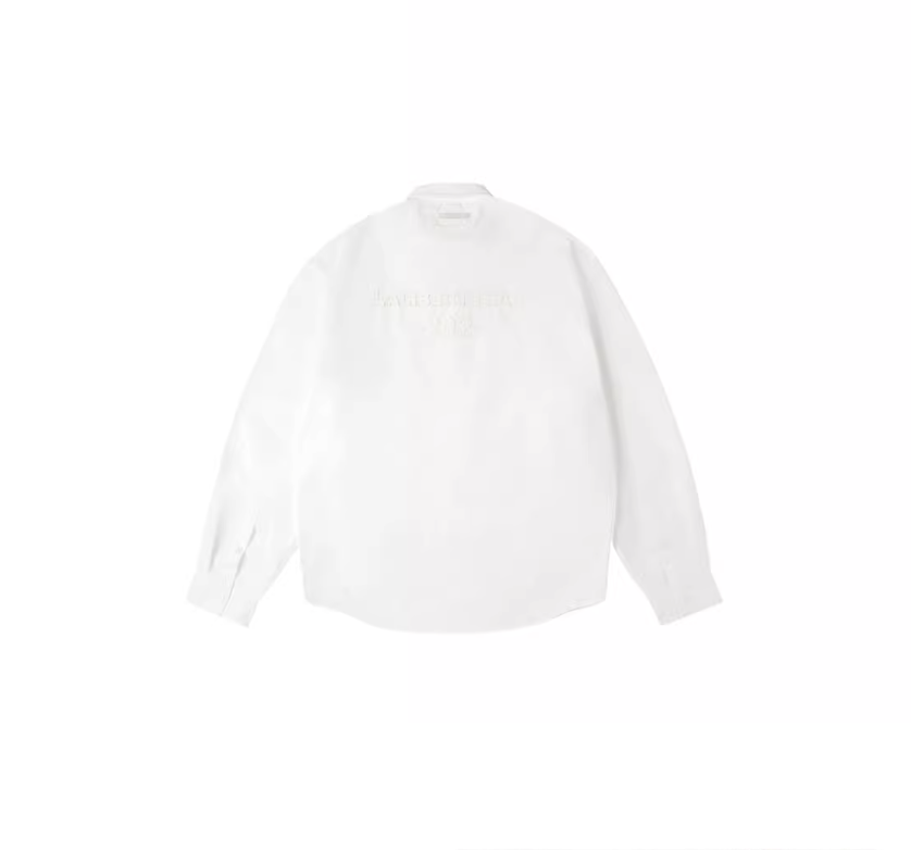 Labt Patch Embroidered Wrinkled Long Sleeve Shirt