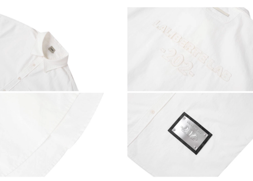 Labt Patch Embroidered Wrinkled Long Sleeve Shirt
