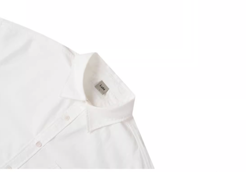 Labt Patch Embroidered Wrinkled Long Sleeve Shirt