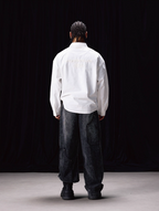 Labt Patch Embroidered Wrinkled Long Sleeve Shirt