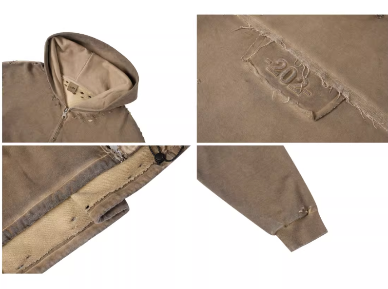 Labt Distressed Zip Up Hoodie