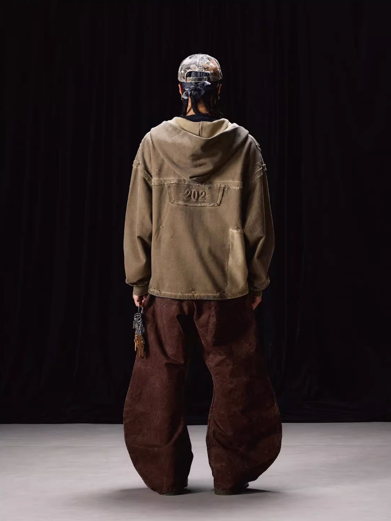 Labt Distressed Zip Up Hoodie