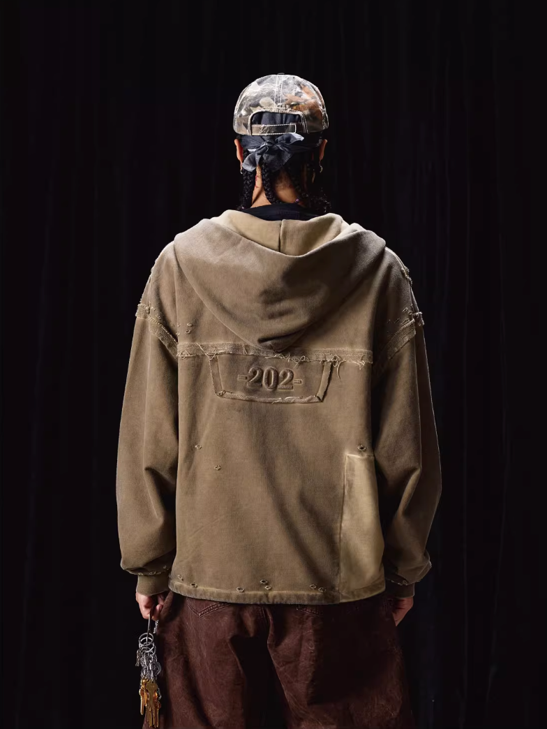 Labt Distressed Zip Up Hoodie